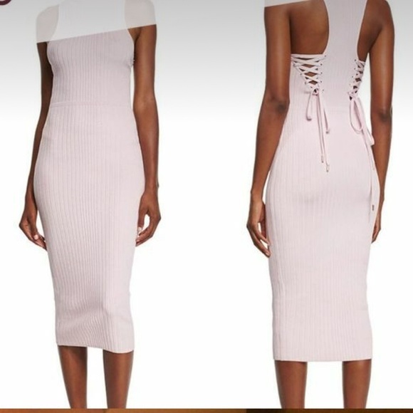 Cushnie Et Ochs Sleeveless Ribbed Lace-Up Back Dress - Picture 1 of 16